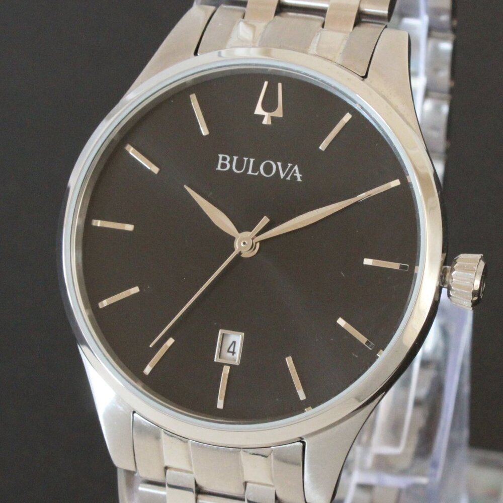 Bulova Ladies Classic Quartz Watch Black Dial Stainless Case Bracelet 36mm - Picture 10 of 11